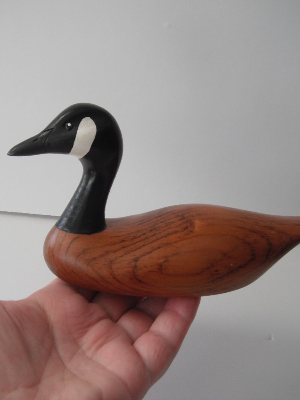 Vintage Mike Hussey Hand Carved  Solid Wood Duck Decor Figurine Polished Painted